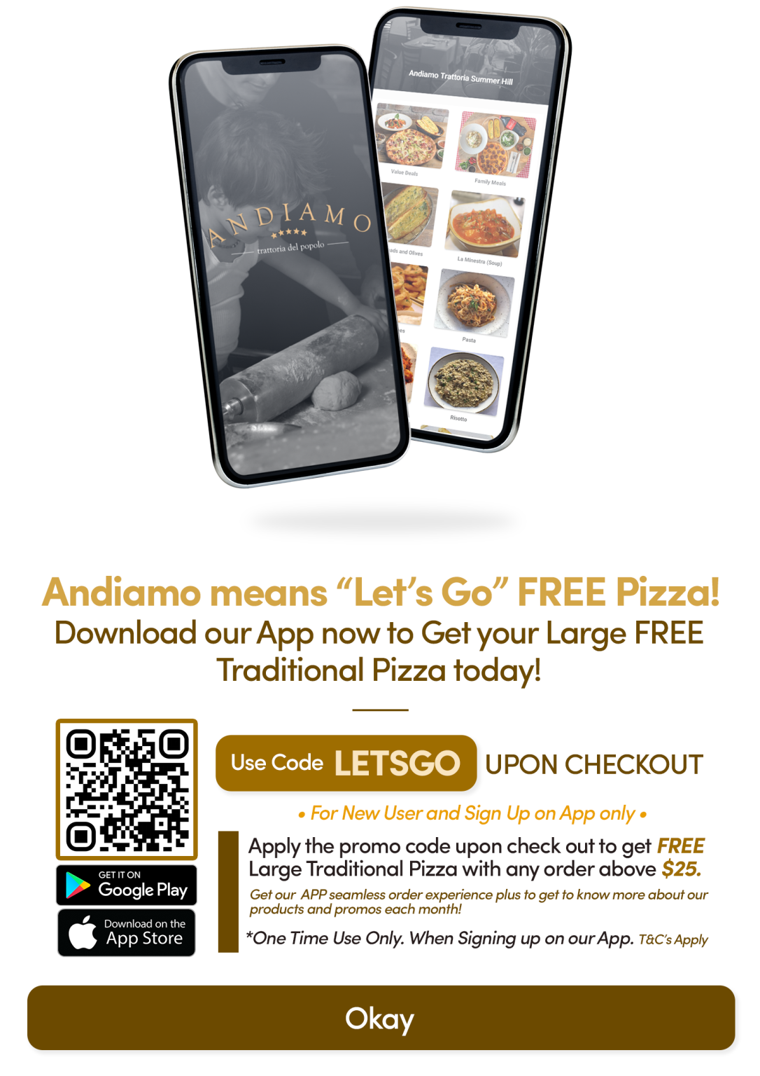 Andiamo APP for takeaway - Andiamo Trattoria Sydney