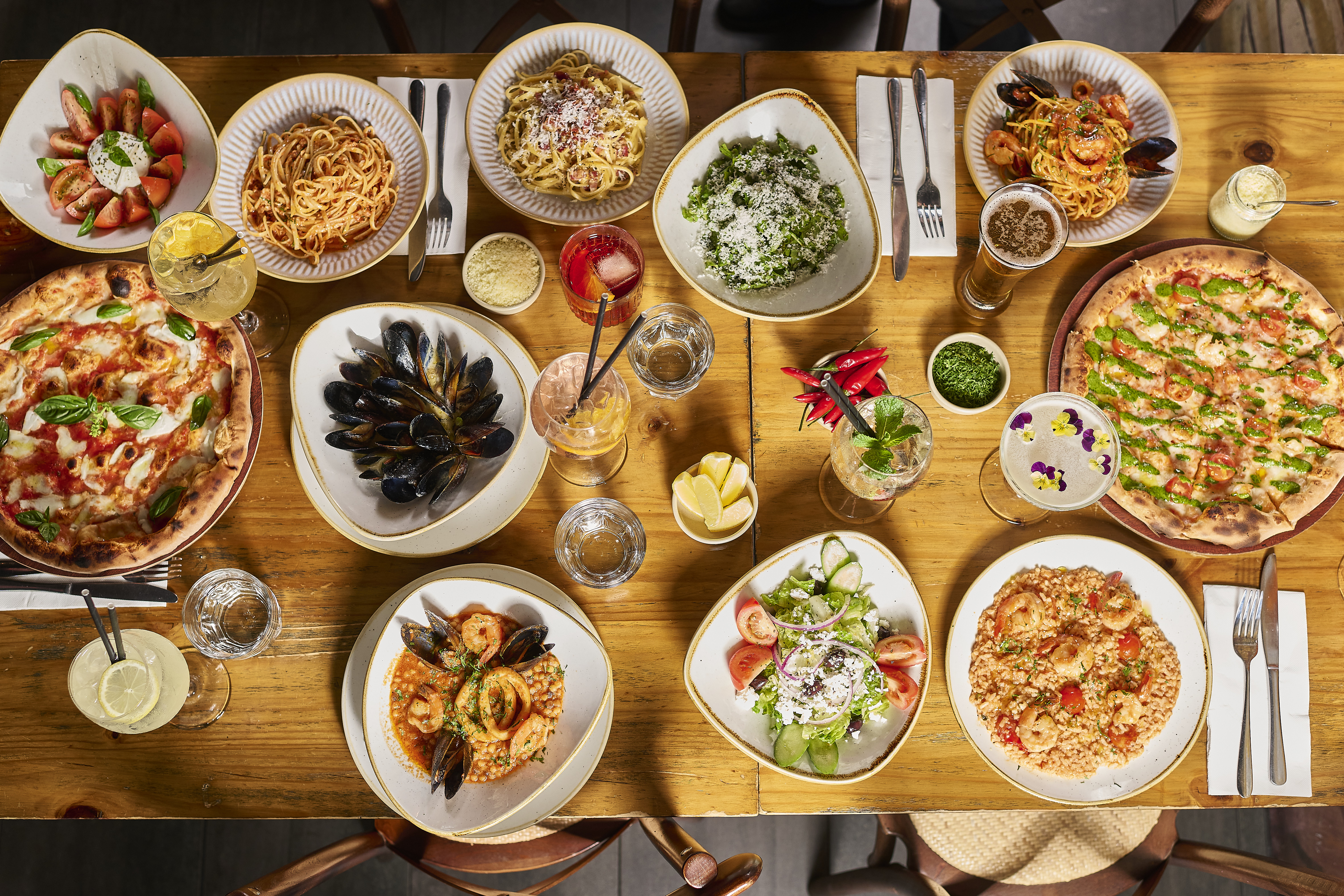 Selection of stonebaked pizzas at Andiamo Trattoria - best pizza Inner West Sydney